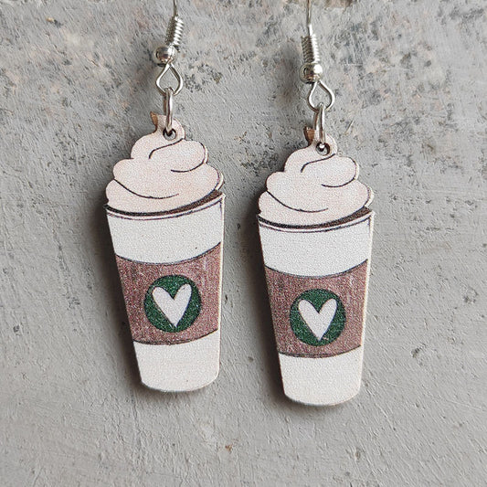 Drink Ice Cream Love Heart Cute Earrings