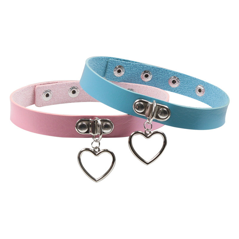 Soft Leather Love Heart Shaped Female Neckband Clavicle Necklaces