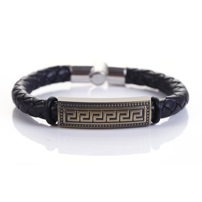 Men's Quality Vintage Weave Leather Rope Magnetic Bracelets