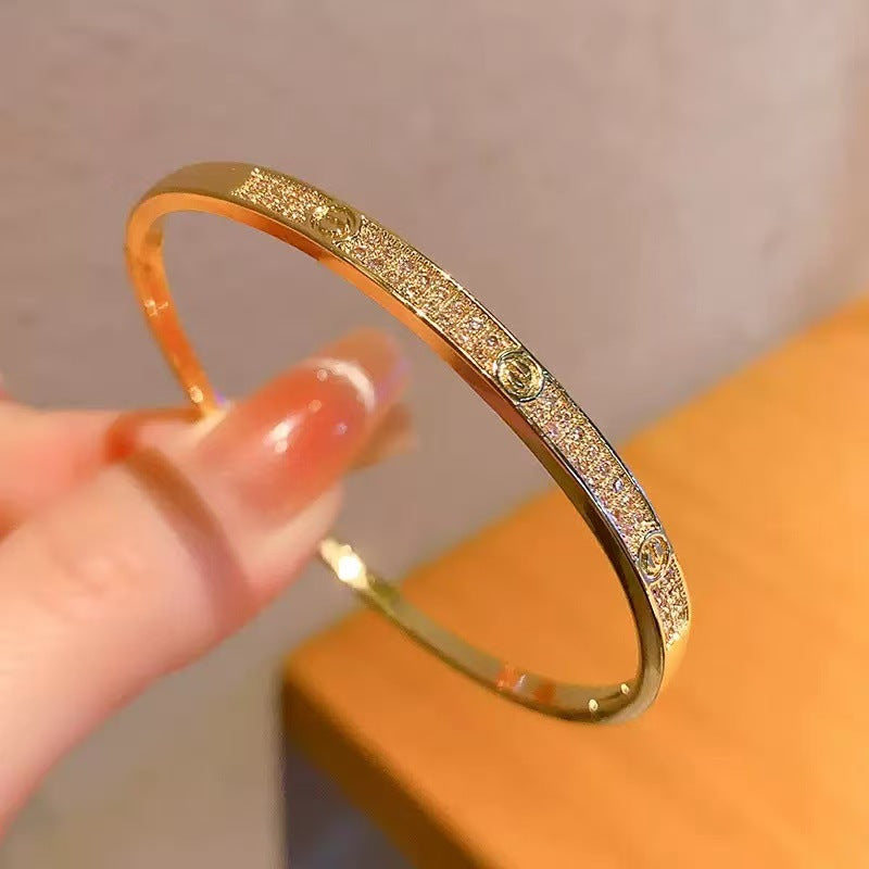 Women's Three-row Drill Starry Open-ended High Sense Affordable Luxury Bracelets