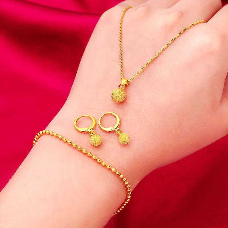 Women's Alluvial Gold Fine Vietnam Placer Suit Jewelry Set