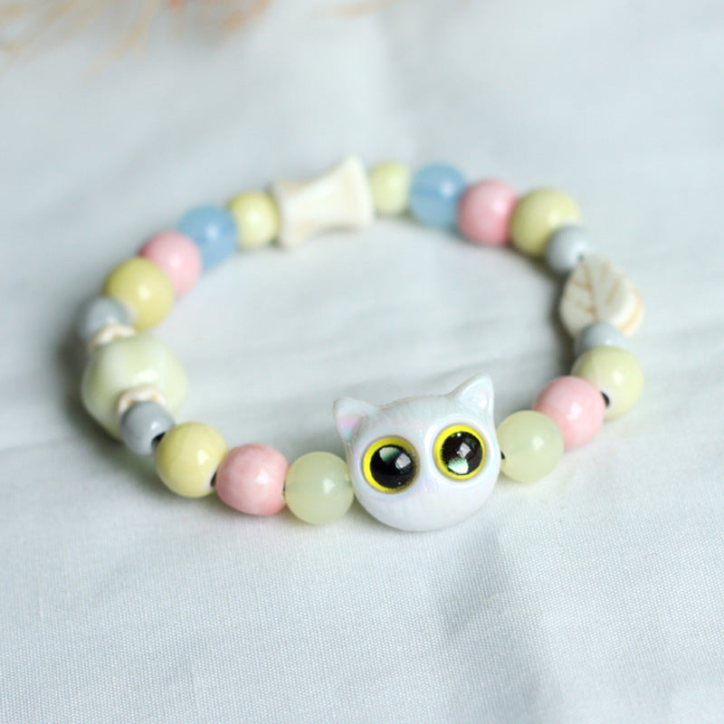 Ceramic Cat Luo Cute Dream White Big Eyes Bracelets
