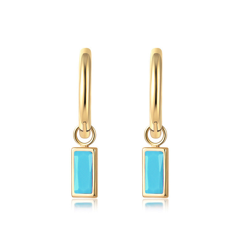 Light Luxury Sier Needle Geometric Ear Female Water Drop Leaf Stud Earrings