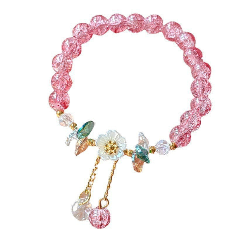 Camellia Little Daisy Crystal Girlfriends Color Glass Chipping Bracelet