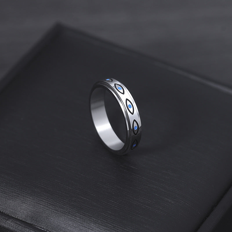 Men's Horus Eye Rotating Titanium Steel Personalized Minority Rings