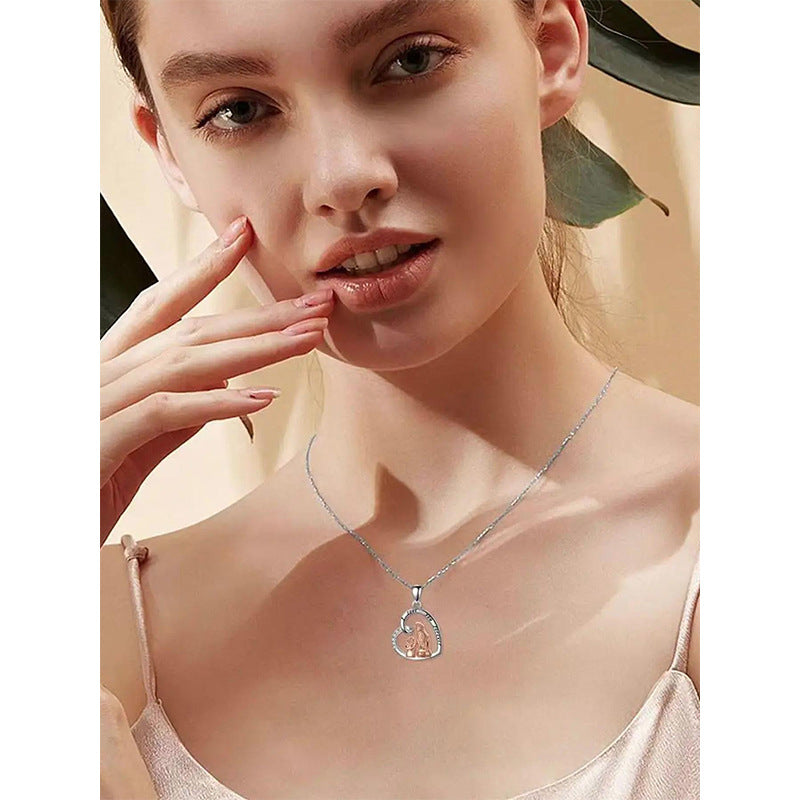 Warm Heart-shaped Mother Daughter Two-color Electroplated Clavicle Chain Necklace