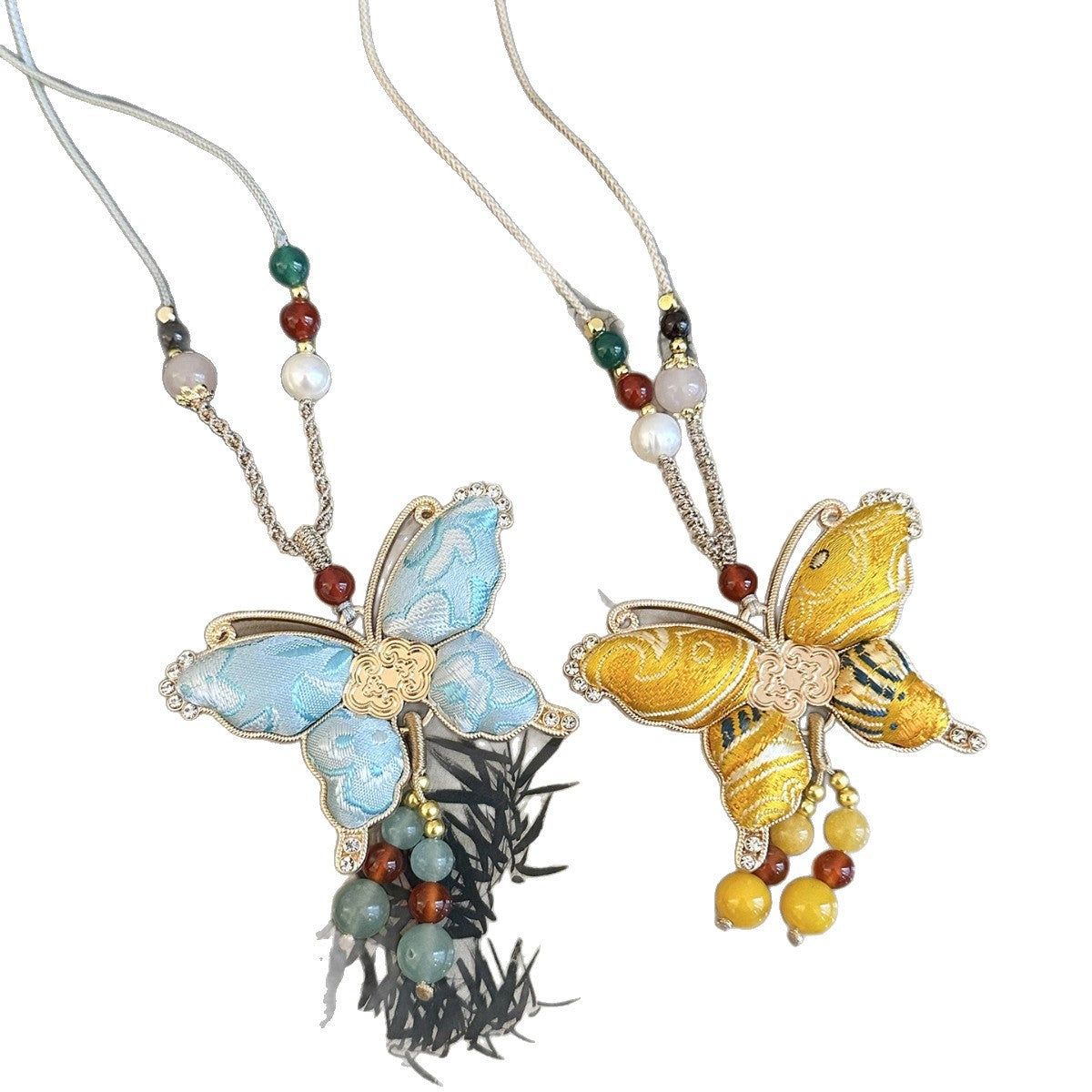 Women's Dynasty Brocade Butterfly Tassel Chinese Style Long Sweater Chain National Necklace