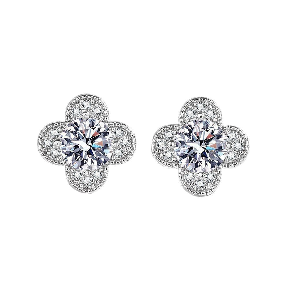 Moissanite Ear Female With Hearts Sterling Earrings