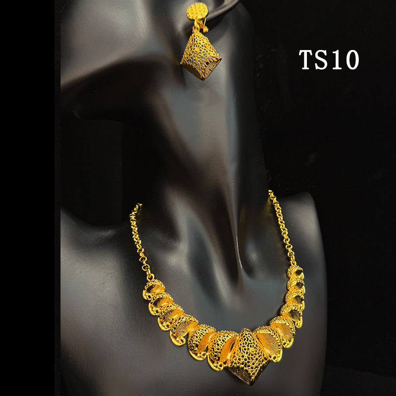 Gold Plated Female Bridal Wedding Imitation Jewelry Set