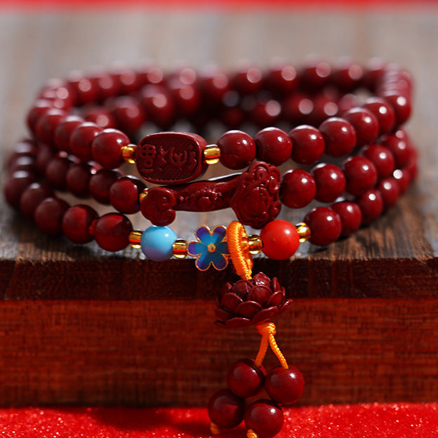 Women's Cinnabar Beads Three-circle Purple Gold Sand Bracelets