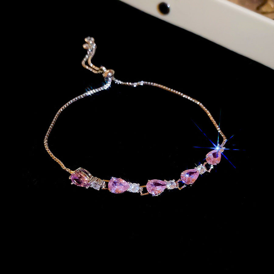 Women's Korean Geometric Round Zircon Light Luxury High-grade Stylish Simple Bracelets