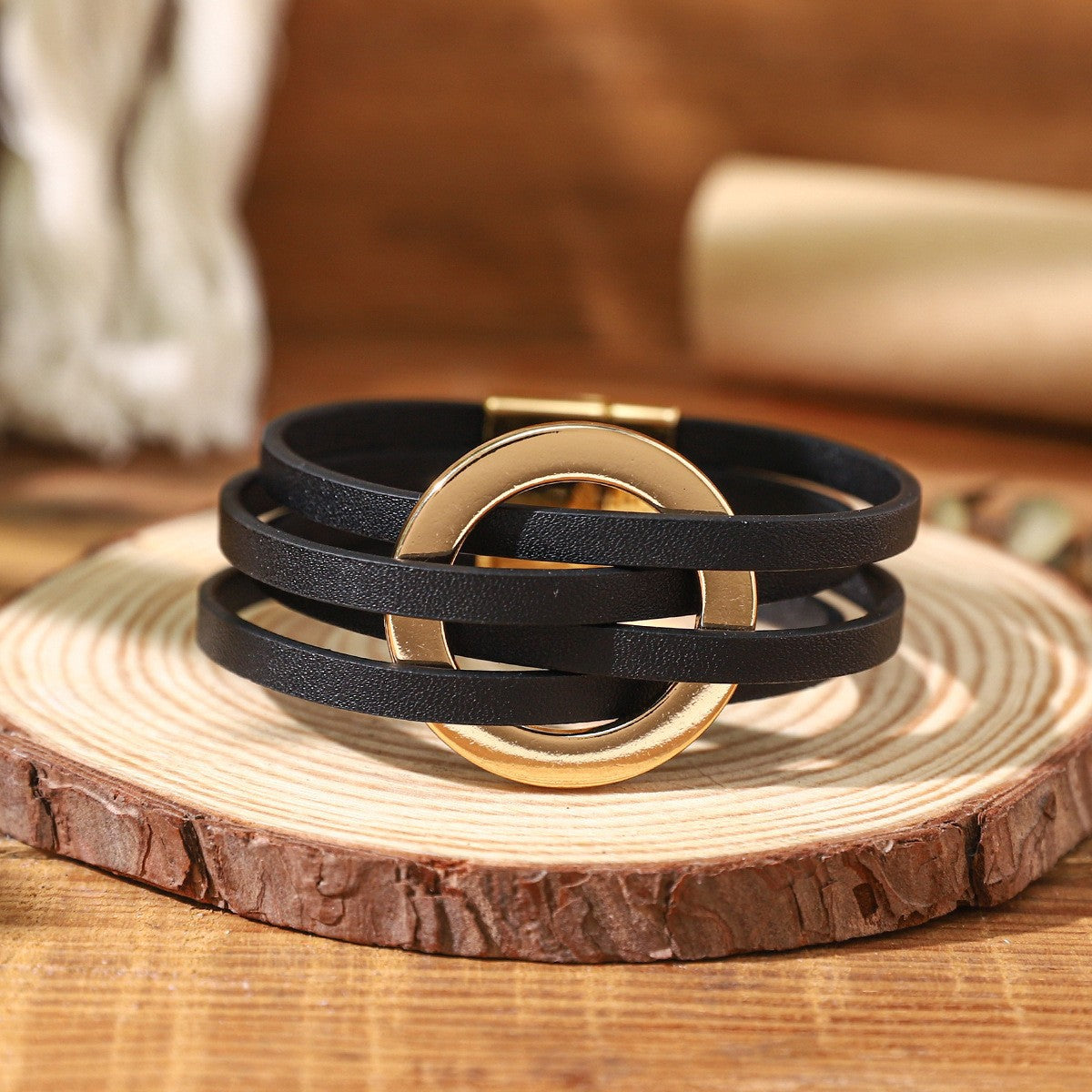 Twin Sense Leather Female Style Niche Design Bracelet
