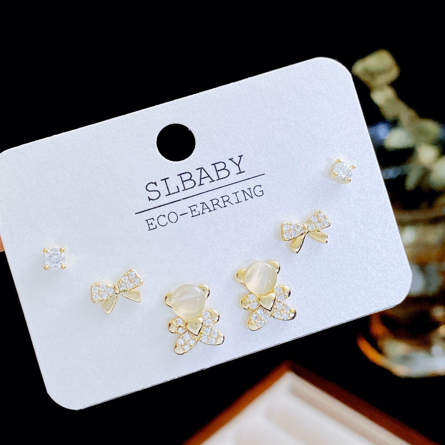 Micro Inlaid Zircon Pearl Commuter Three Pairs Earrings