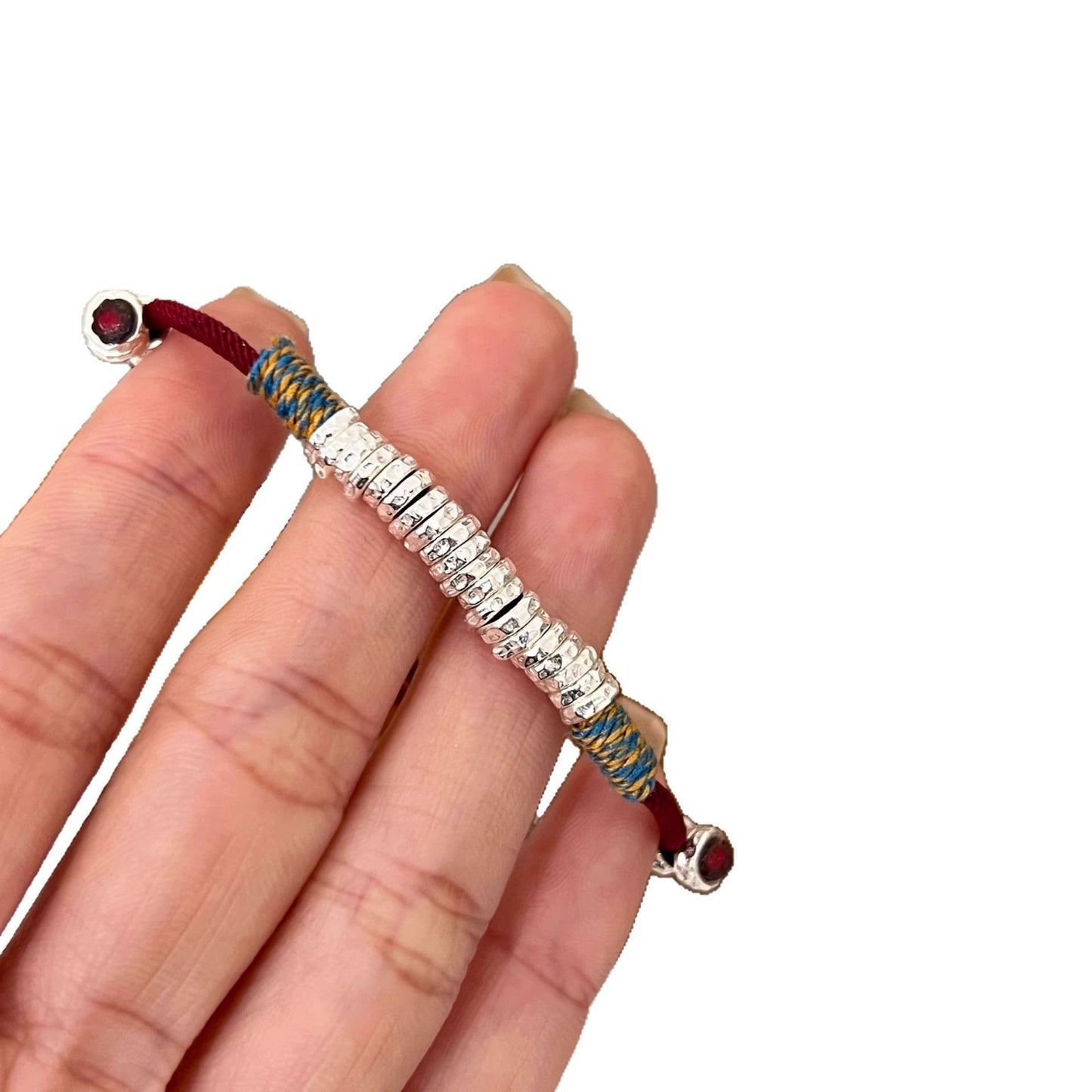 Men's Chinese Style Wrapped Purplish Red Rope Woven Bracelets