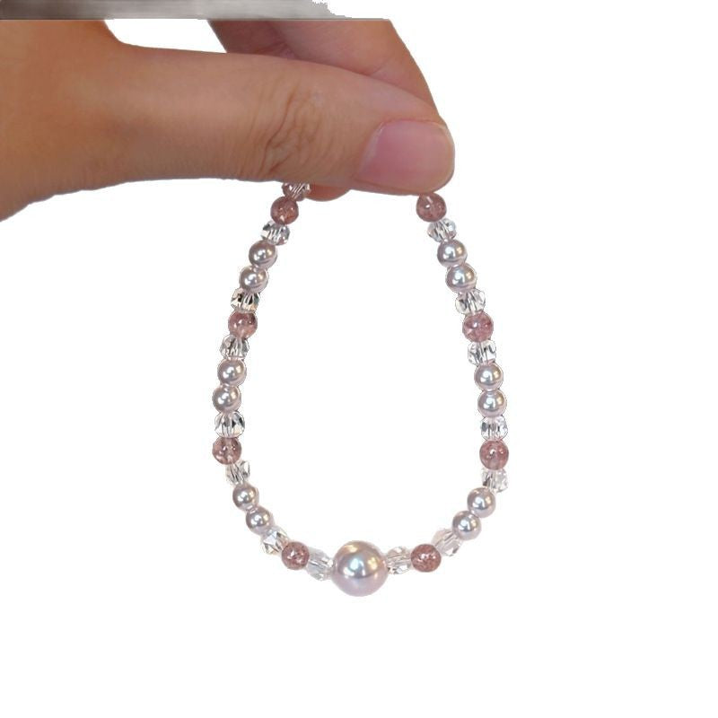 Rose Strawberry Pearl Light Luxury High-grade Female Crystal Bracelets