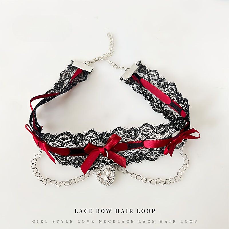 Lace Edge Love Female Black Minority Fashion Personality Collar