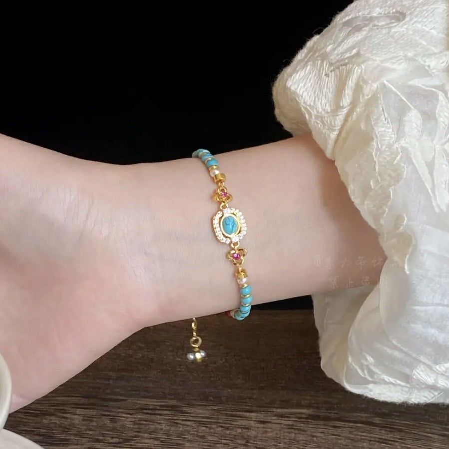 Women's Vintage Zircon Flower Pearl Light Luxury High Sense Fashion Temperament Bracelet
