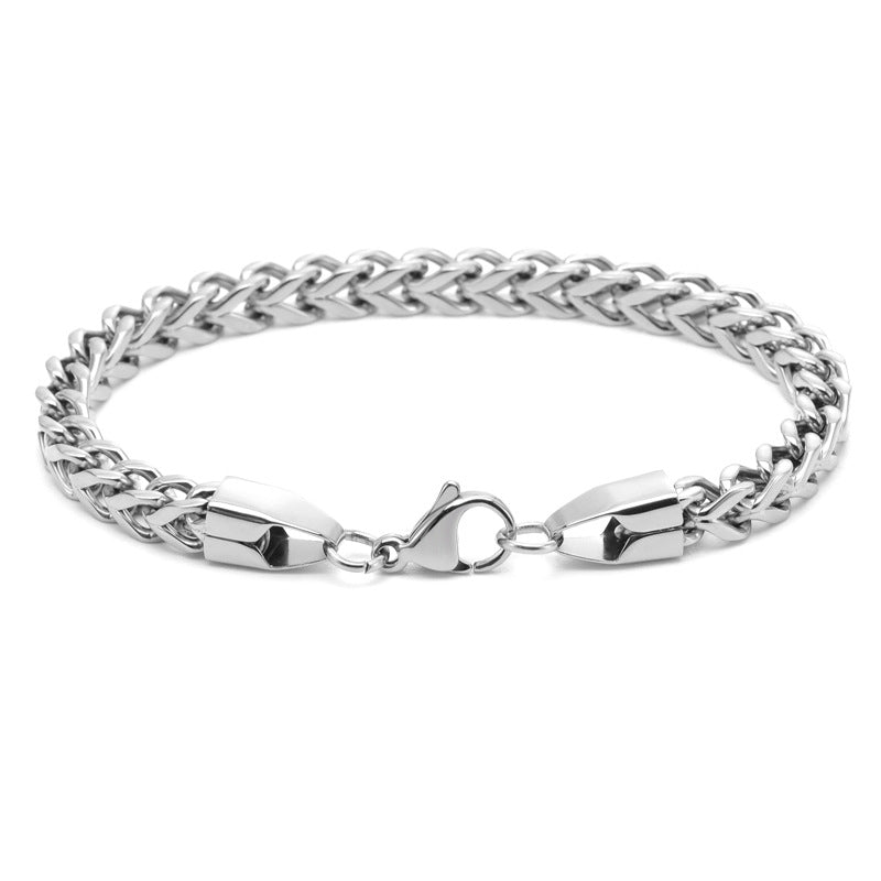 Men's Simple Stainless Steel Positive Negative Twist Keel Chain Creative Retro Bracelet