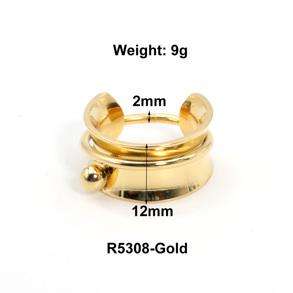 Female Titanium Steel Gold Index Finger Rings