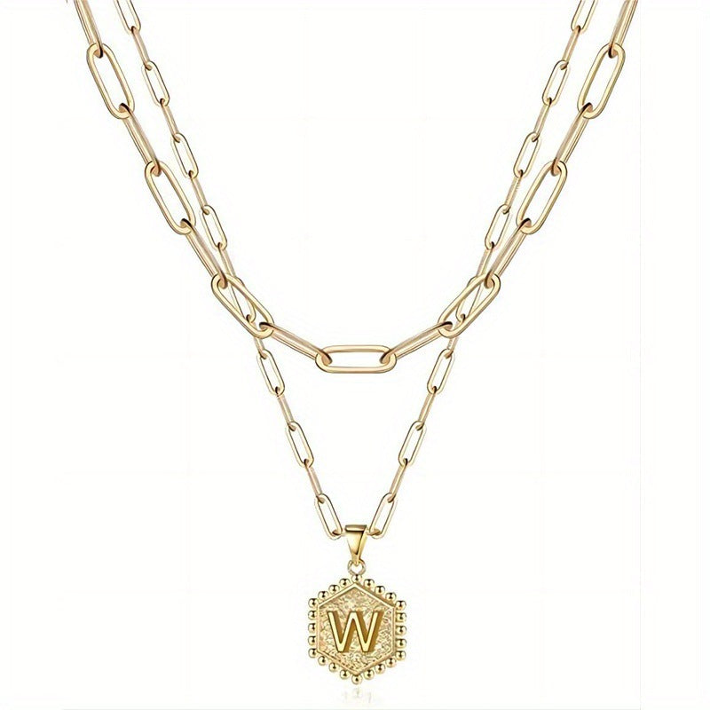 Gold Color Plated Letter Female English Necklace