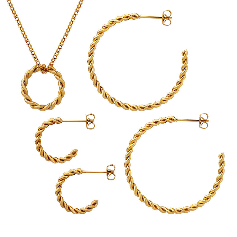 Titanium Steel Gold-plated Braided Cold Wind Rings
