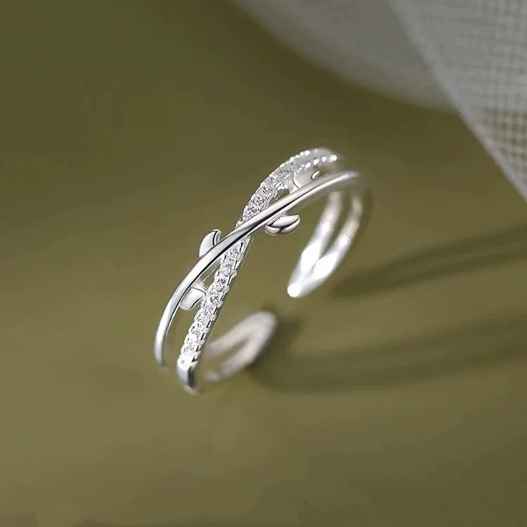 Women's Branch Buds Sterling Sier Design Simple Fashion Rings