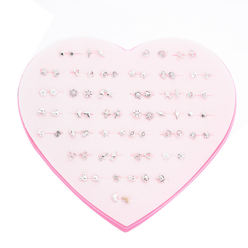 Women's Flower Love Heart Not Allergic To Stud Earrings