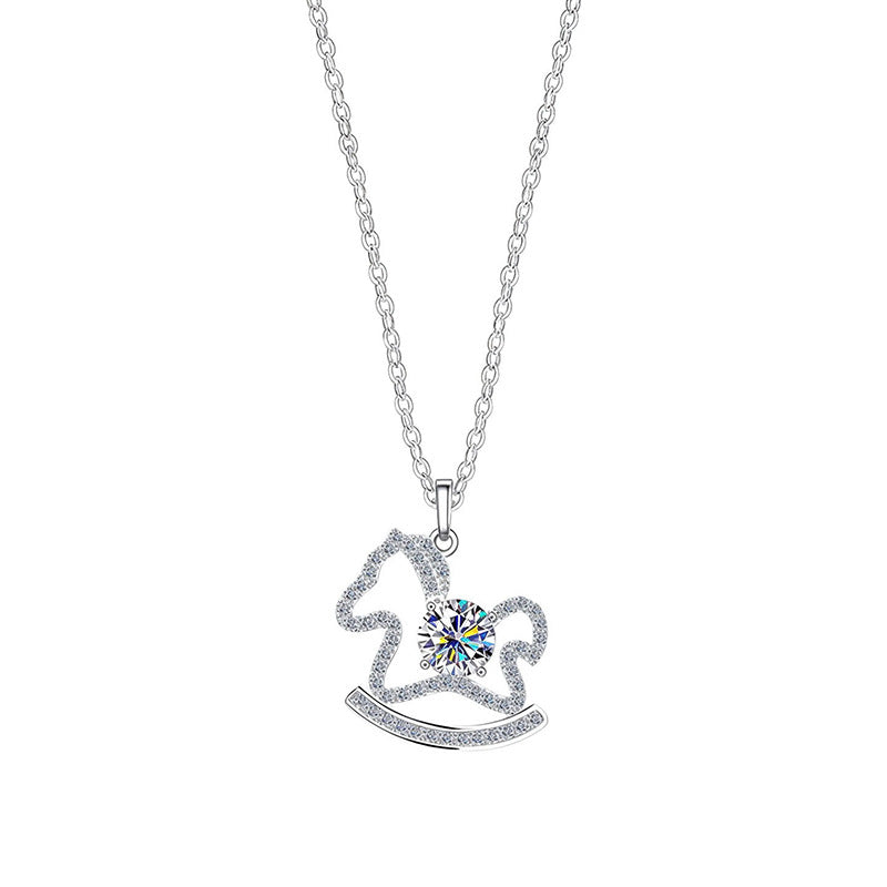 Super Flash Small Wooden Horse Female Affordable Luxury Necklace