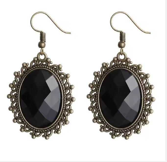 Lace Big Stone Wide Black Punk Necklaces