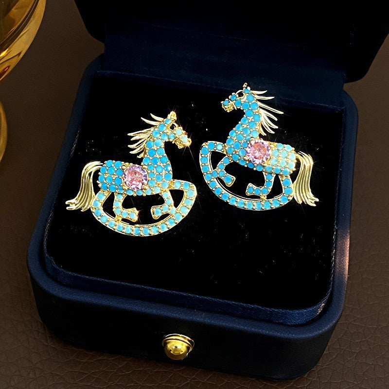 Needle Temperament Entry Lux Micro Inlaid Zircon Swan Exquisite Stylish Stud Earrings