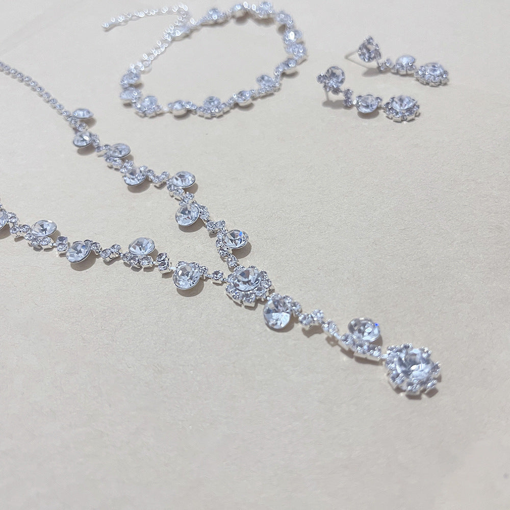 Attractive Fashion Flower Tassel Bridal Three-piece Jewelry Set
