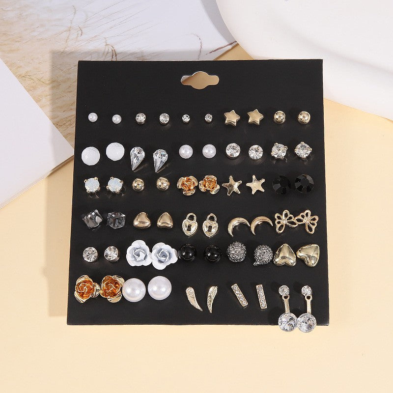 Metal Irregular Geometry Pairs Earings Vintage Pearl Earrings