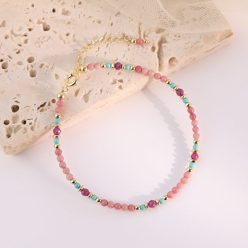 Rhodochrosite Freshwater Stringed Pearls Female Niche Bracelets