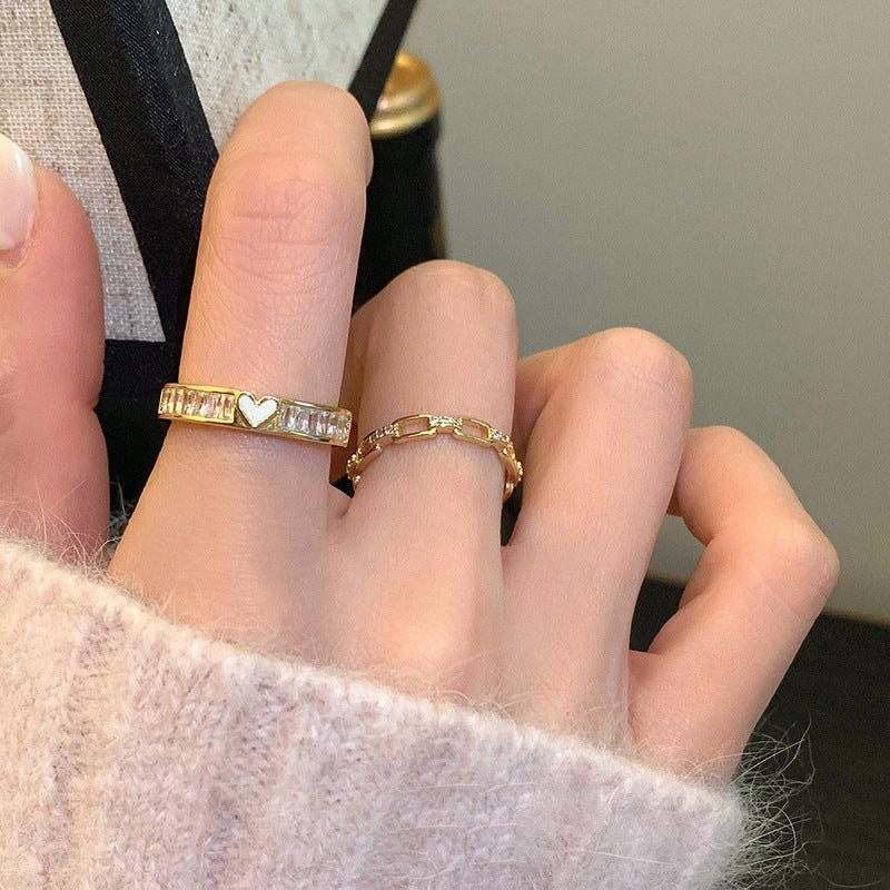 Loving Heart Zircon Trendy Temperament Index Finger Style Ring