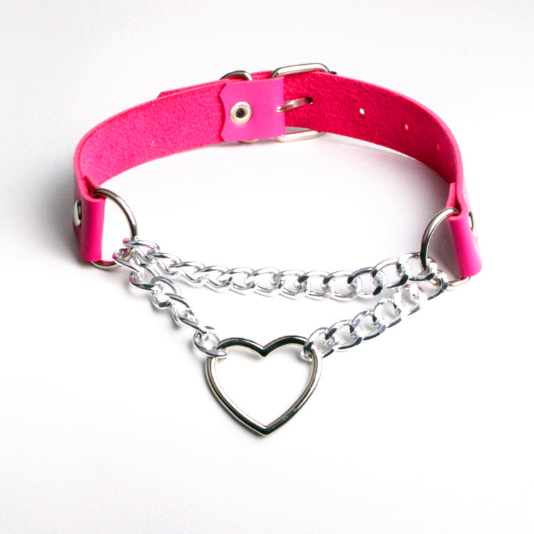 Peach Heart Chain Couple Street Shot Love Collar