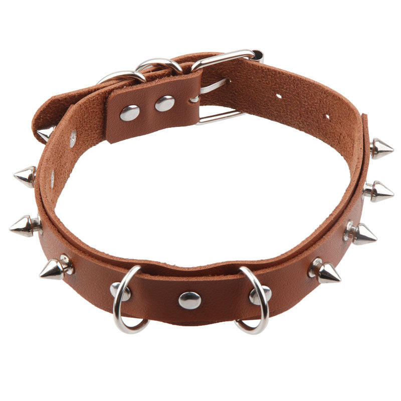 Fashion Creative Punk Exaggerated Leather Rivet Collar