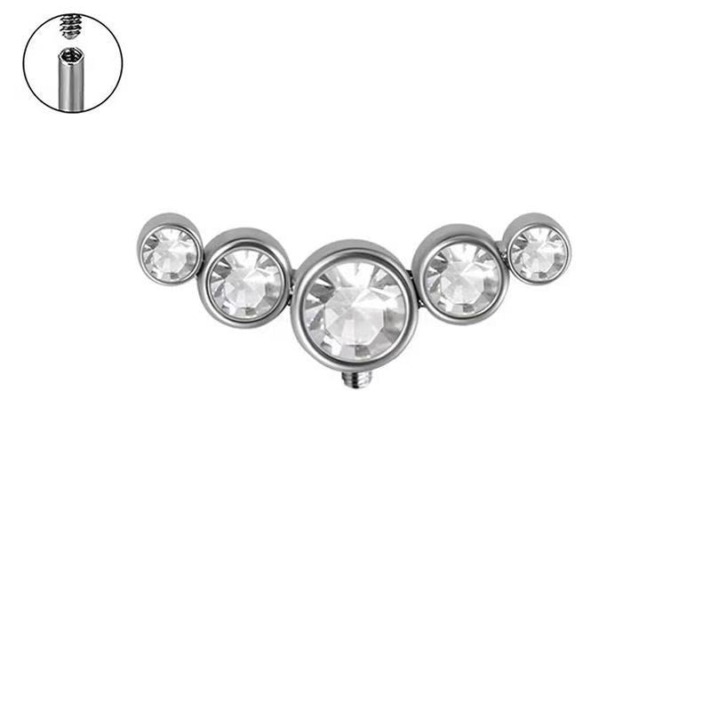 Titanium Alloy Zircon Ear Bone Internal Thread Implant Grade Piercing Stud Earrings