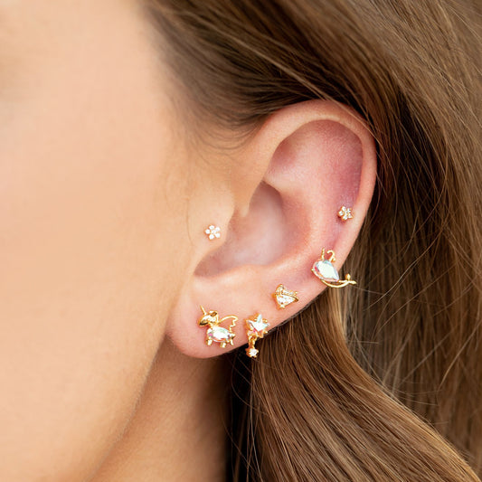 Unicorn Loving Heart Zircon Female Artistic Earrings