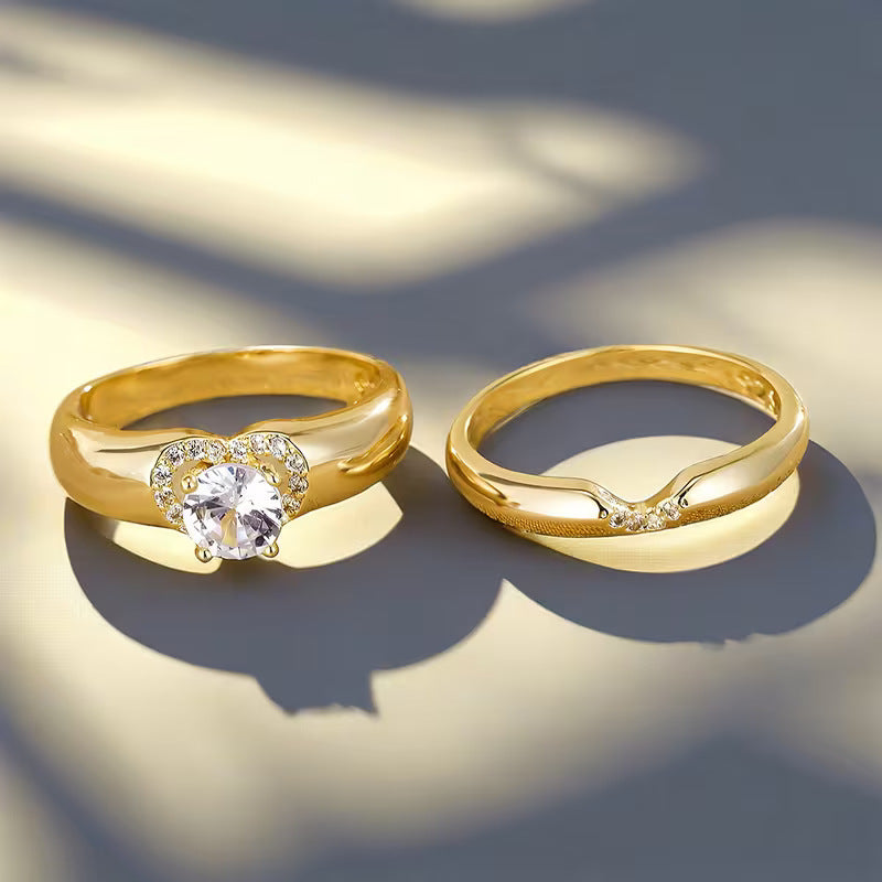 Fashion Imitation Moissanite White Gold Plated Couple Rings