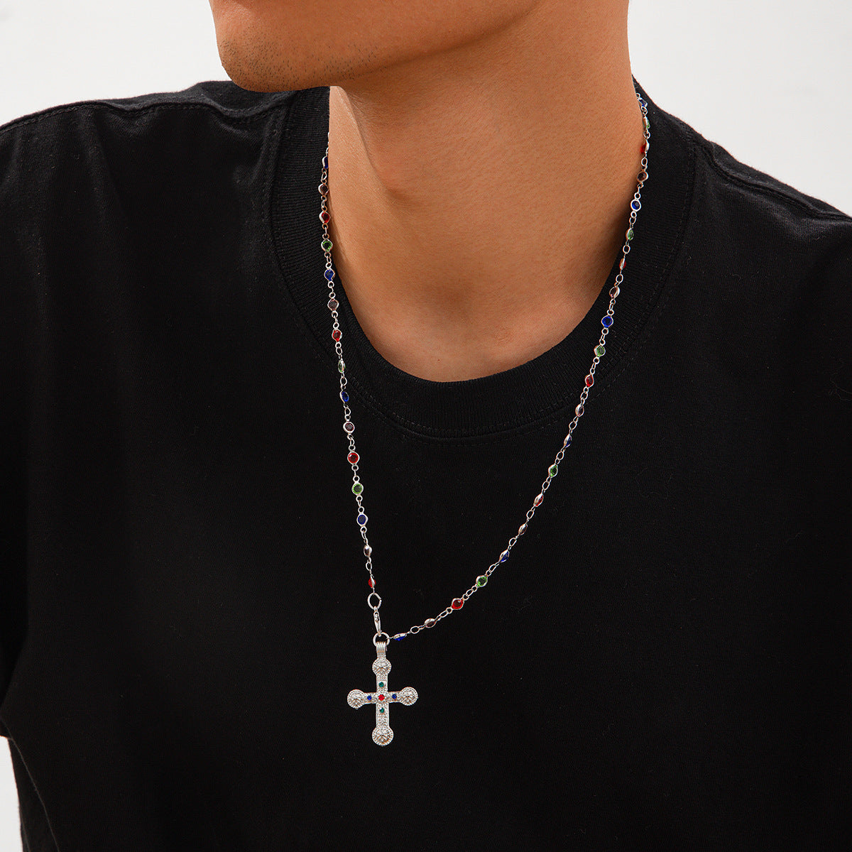 Men's Fashion Personality Diamond Cross Hip Hop Necklaces