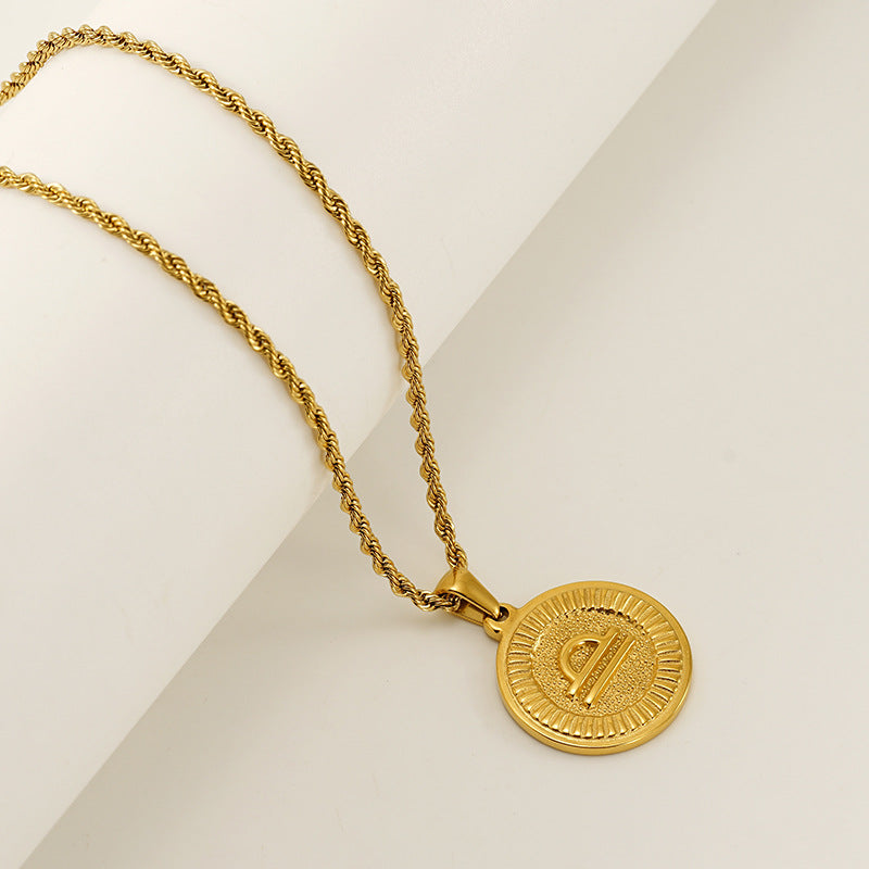 Round Constellation Female Twee Titanium Steel Necklaces