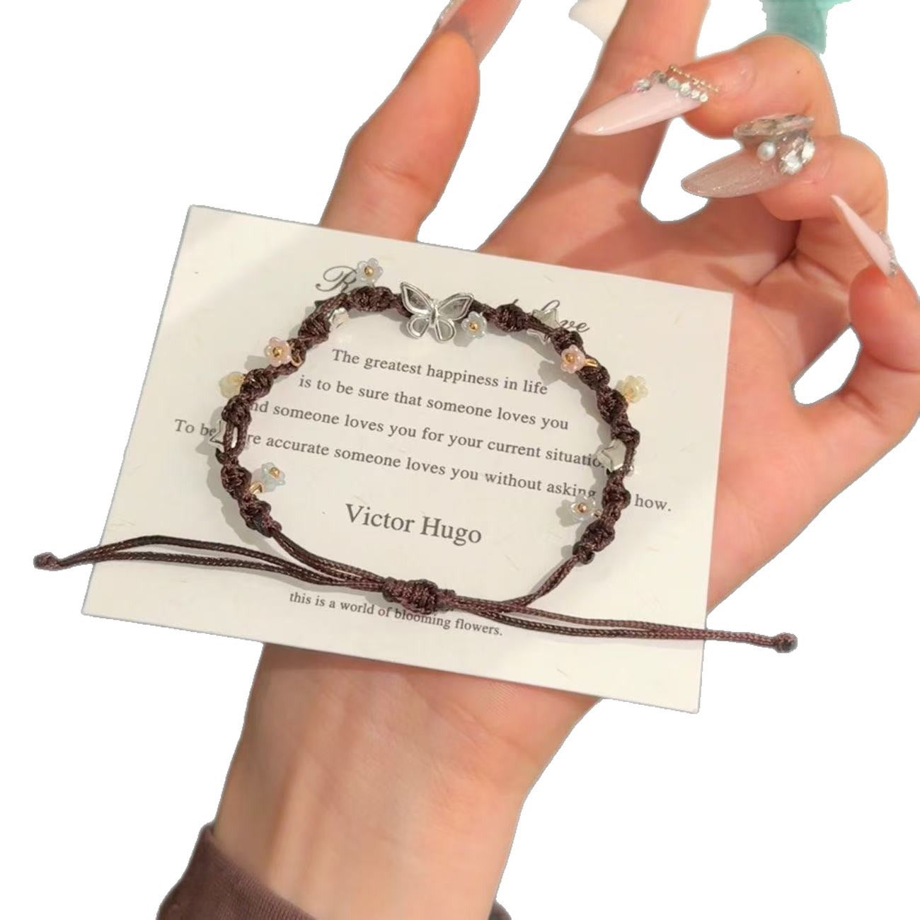 Leaf Butterfly Star Flower Mori Style Hand Woven Rope Couple Bracelets