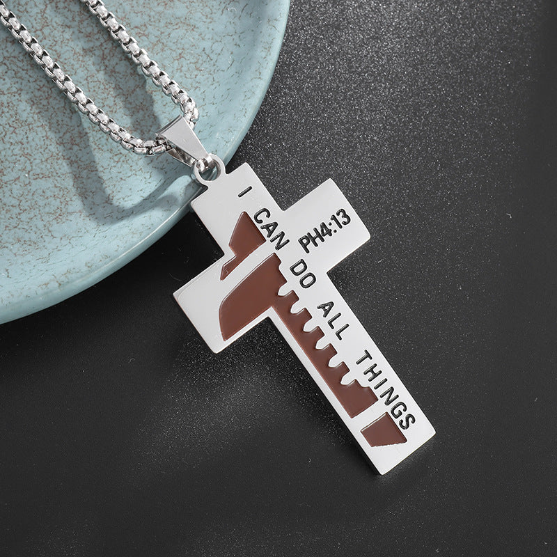 Men's Cross Punk Hip Hop Baseball Rugby Trendy Necklaces