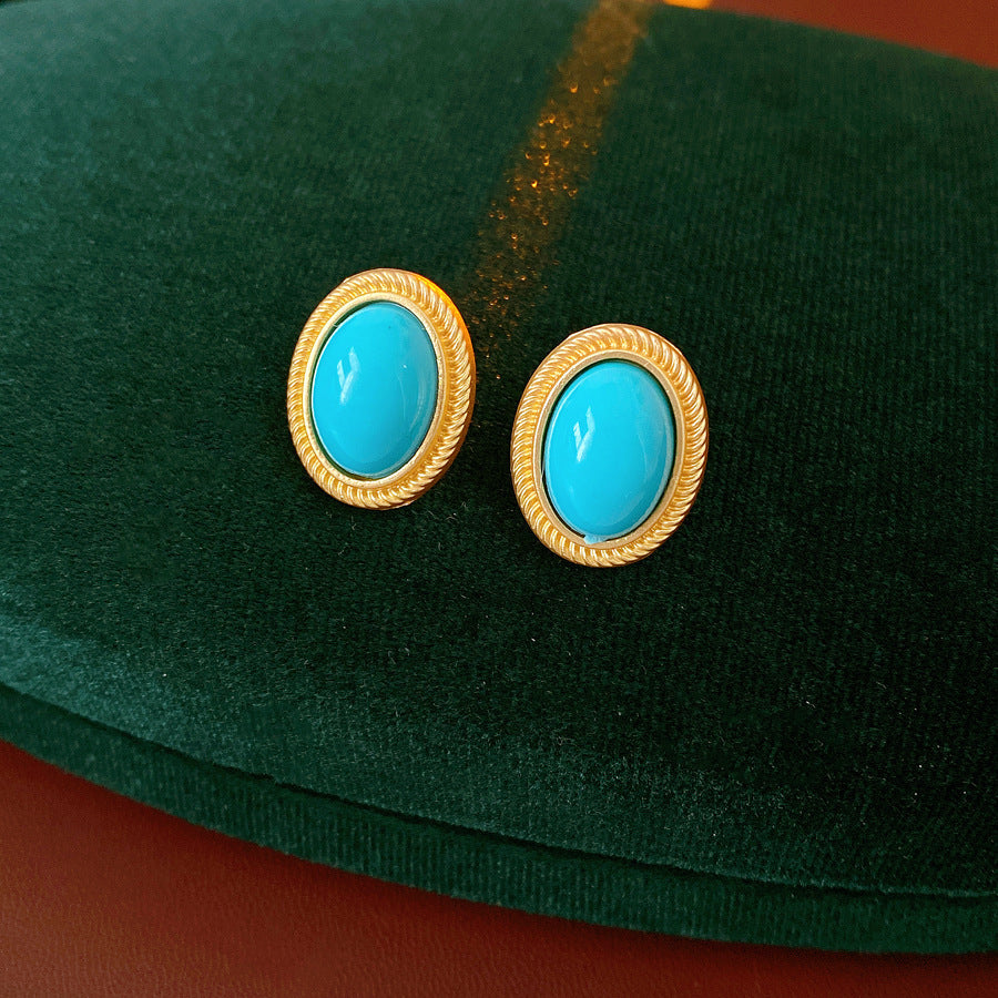 Style Turquoise Blue Diamond Flower Ear Light Luxury Minority Clavicle Necklaces