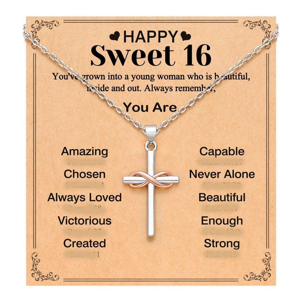 Women's Wireless Symbol Stainless Steel Rose Gold Blessing Necklace