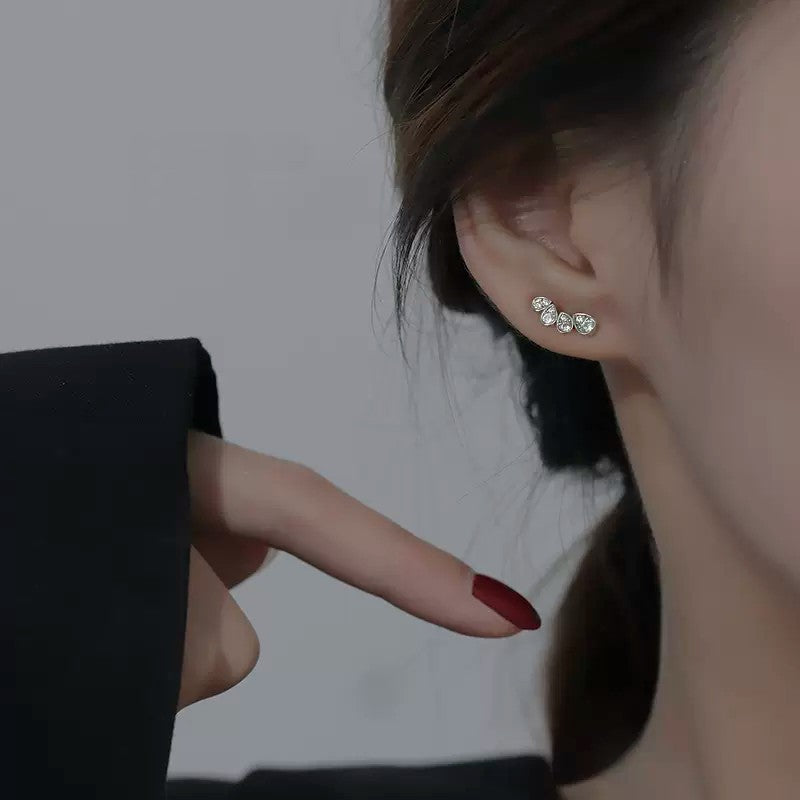 Drop Gang Drill Female Temperament Super Shiny Pear-shaped Zircon Tear Earrings