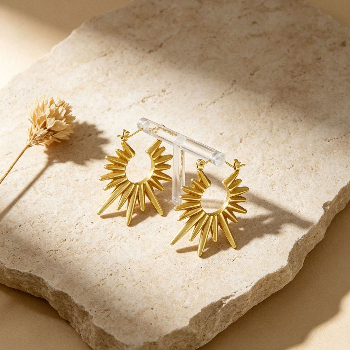 Design Sun Light Ear Clip Titanium Steel Earrings