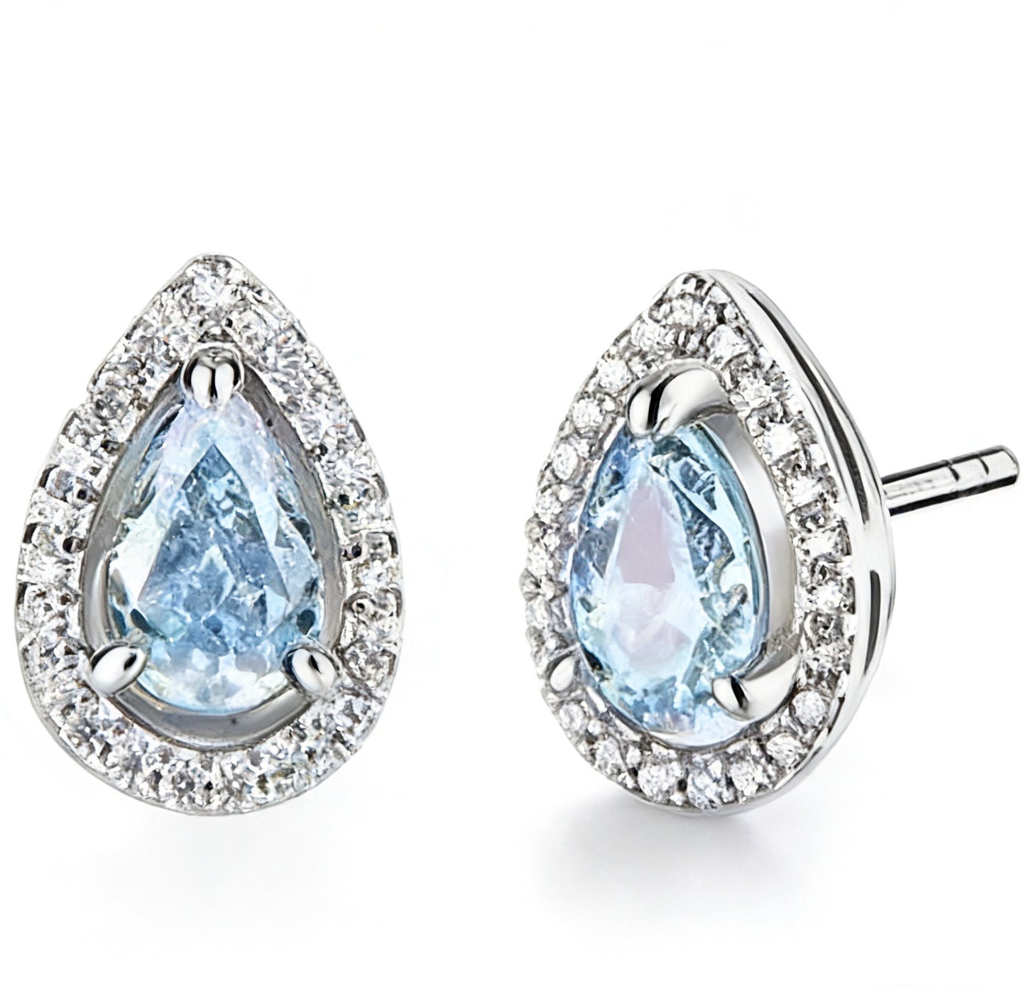 Women's High Quality Vacuum Sier Plated Color Retention Blue Crystal Water Jewelry Set