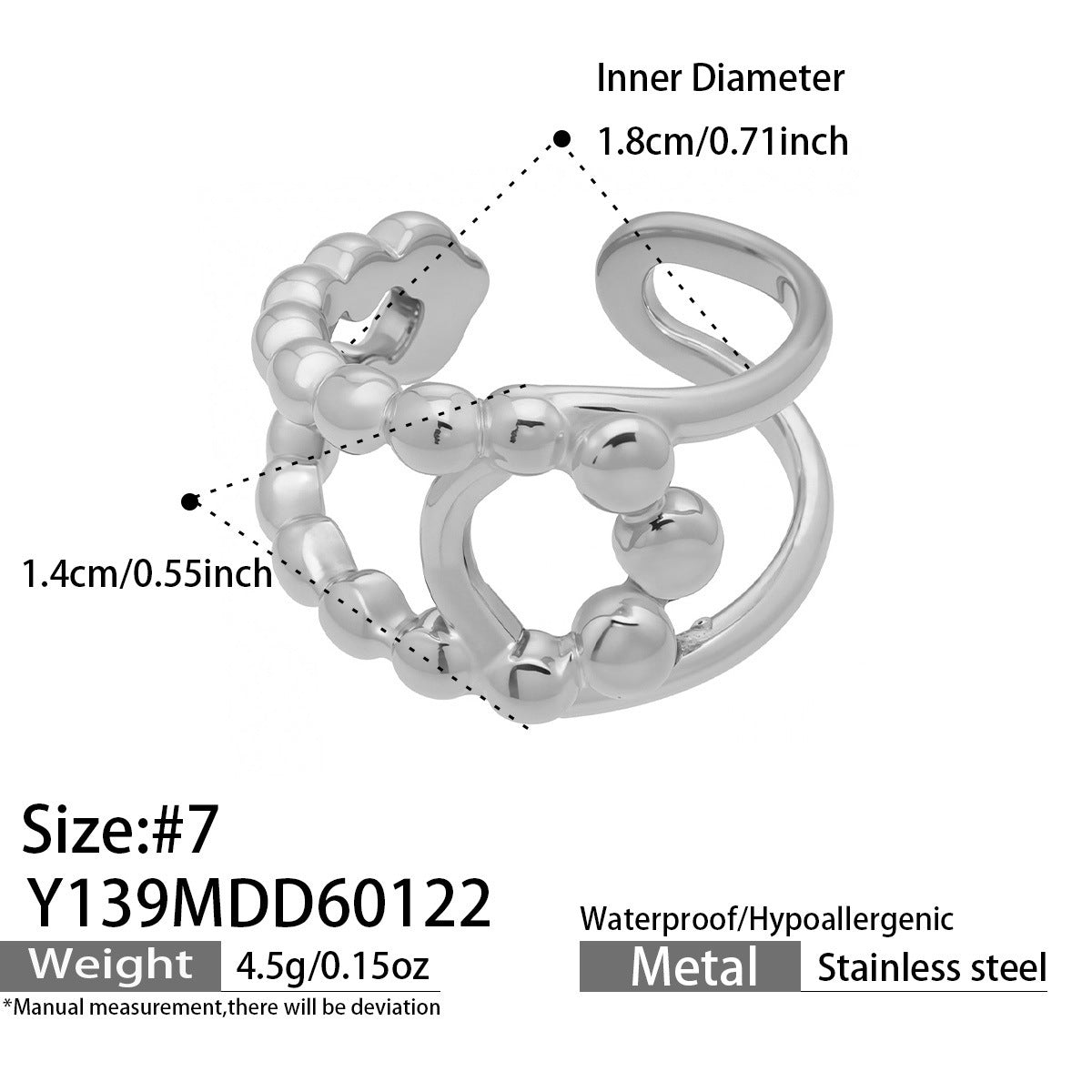 Design Geometric Stainless Steel Gold Plated Minority Fashion Rings