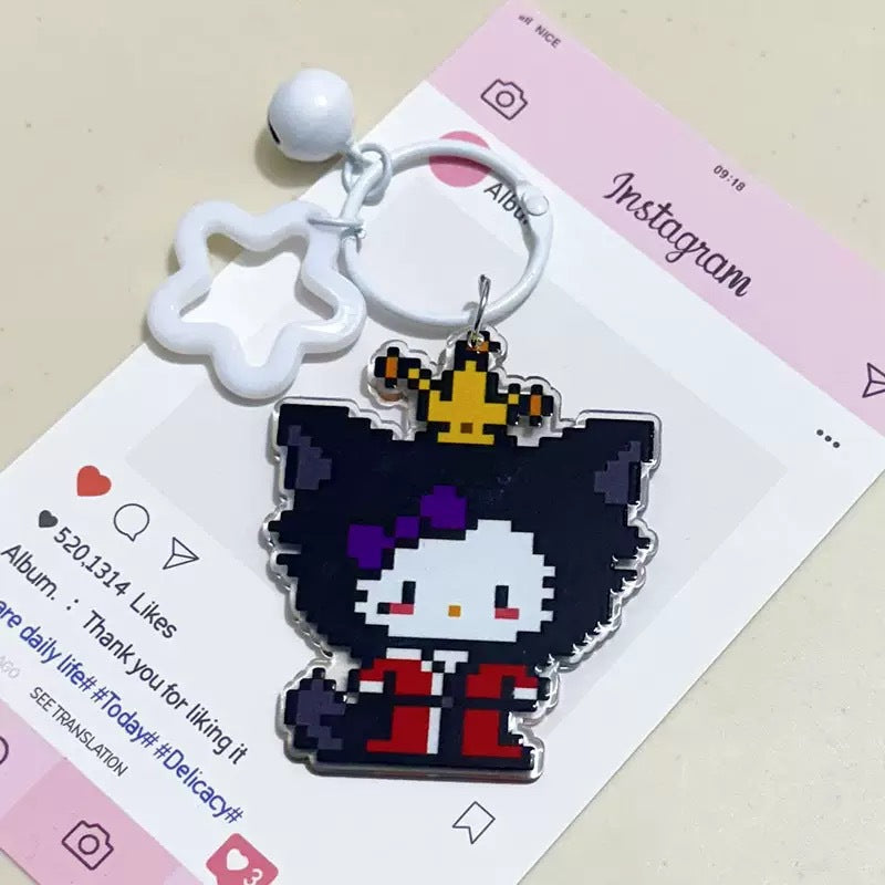 Pixel Cartoon Key Button Schoolbag Cute Acrylic Hang Decorations Hanging Ornaments